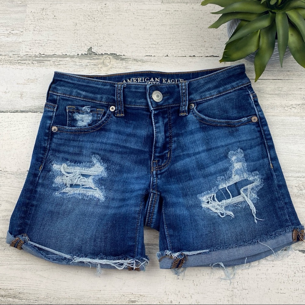 AEO super super stretch x midi shorts size 0